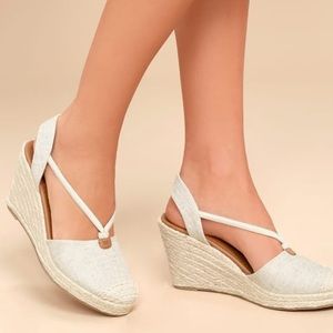 Linen Espadrille Wedges